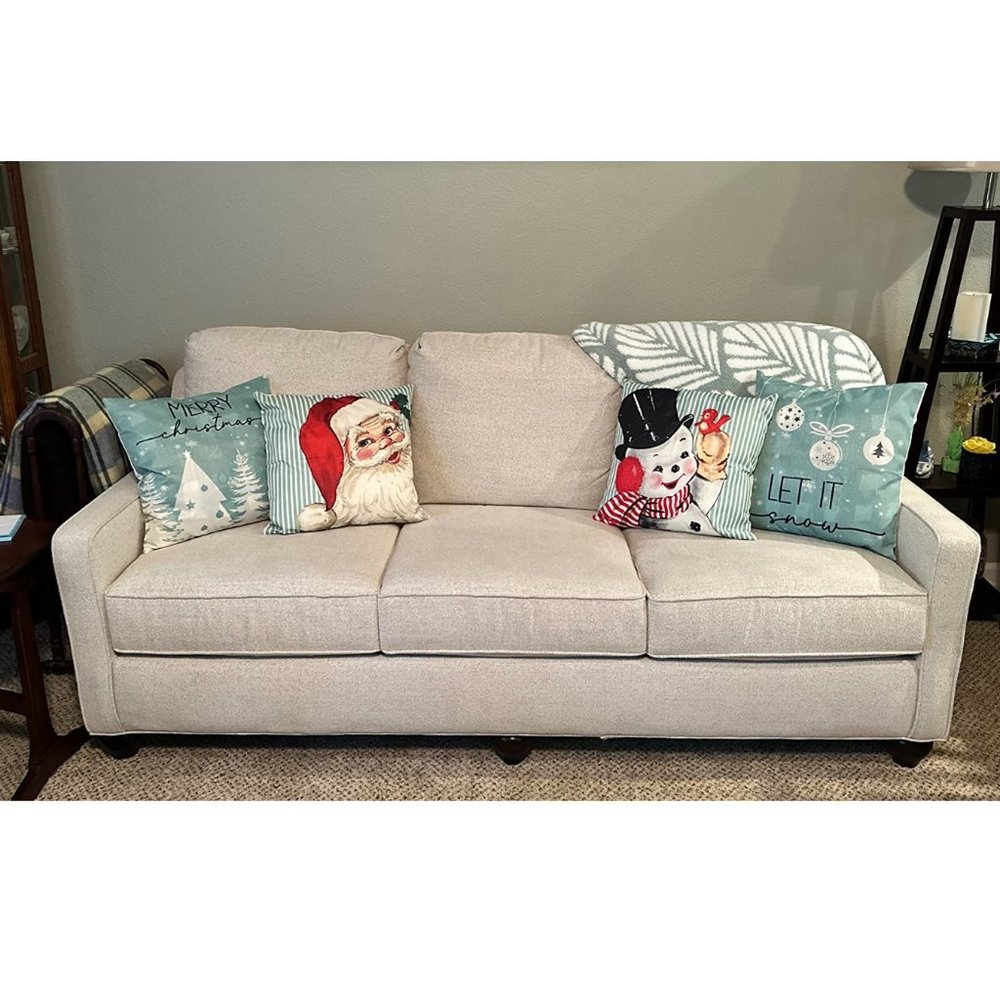 Christmas Pillow Covers Green Santa Decoration 4pc Accent Holiday Xmas Decor - Picture 2 of 6